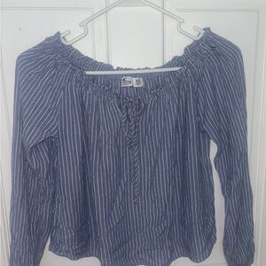 Hollister Navy Striped Off-Shoulder Blouse